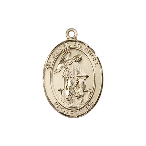 14KT GOLD GUARDIAN ANGEL MEDAL - 3/4" x 1/2"